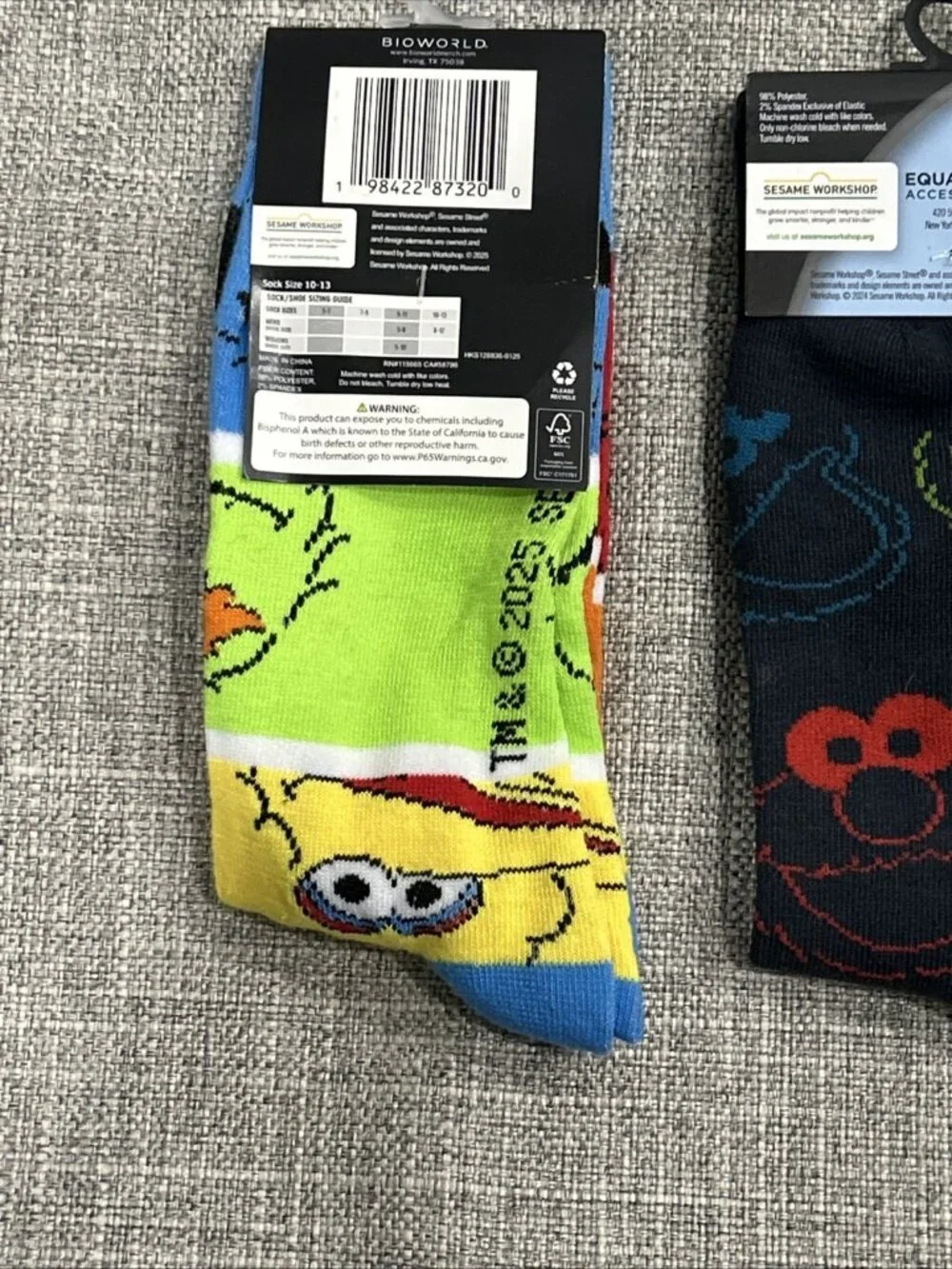 Lot of 4 Novelty Crew Socks Pop Culture Sesame Street Elmo Cookie Monster Burt